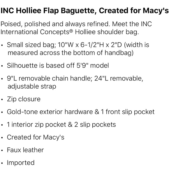 INC Holliee Baguette Flap Shoulder Bag NWT - Picture 6 of 6
